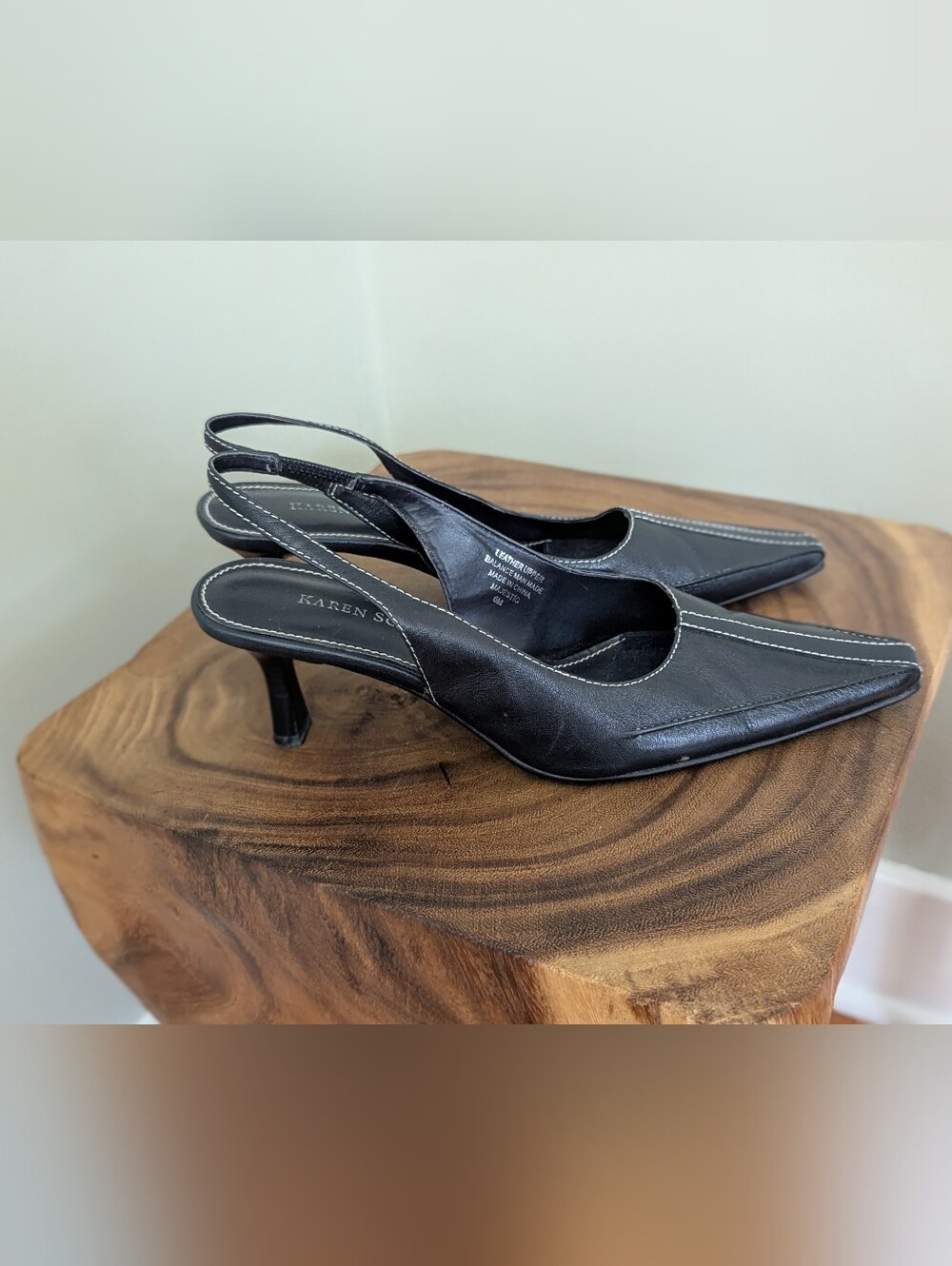 black Sling back Karen Scott Leather shoes Size 6 worn for one event